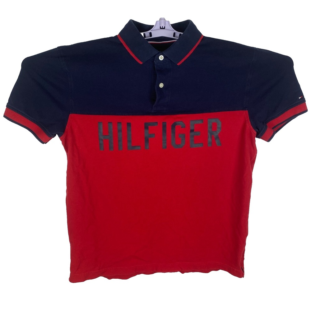 Tommy Hilfiger Mens Red‎ Short Sleeve Lightweight Custom Fit Polo Shirt Size L